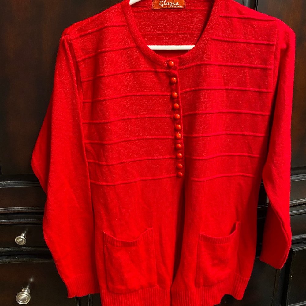 Red Button Up Sweater